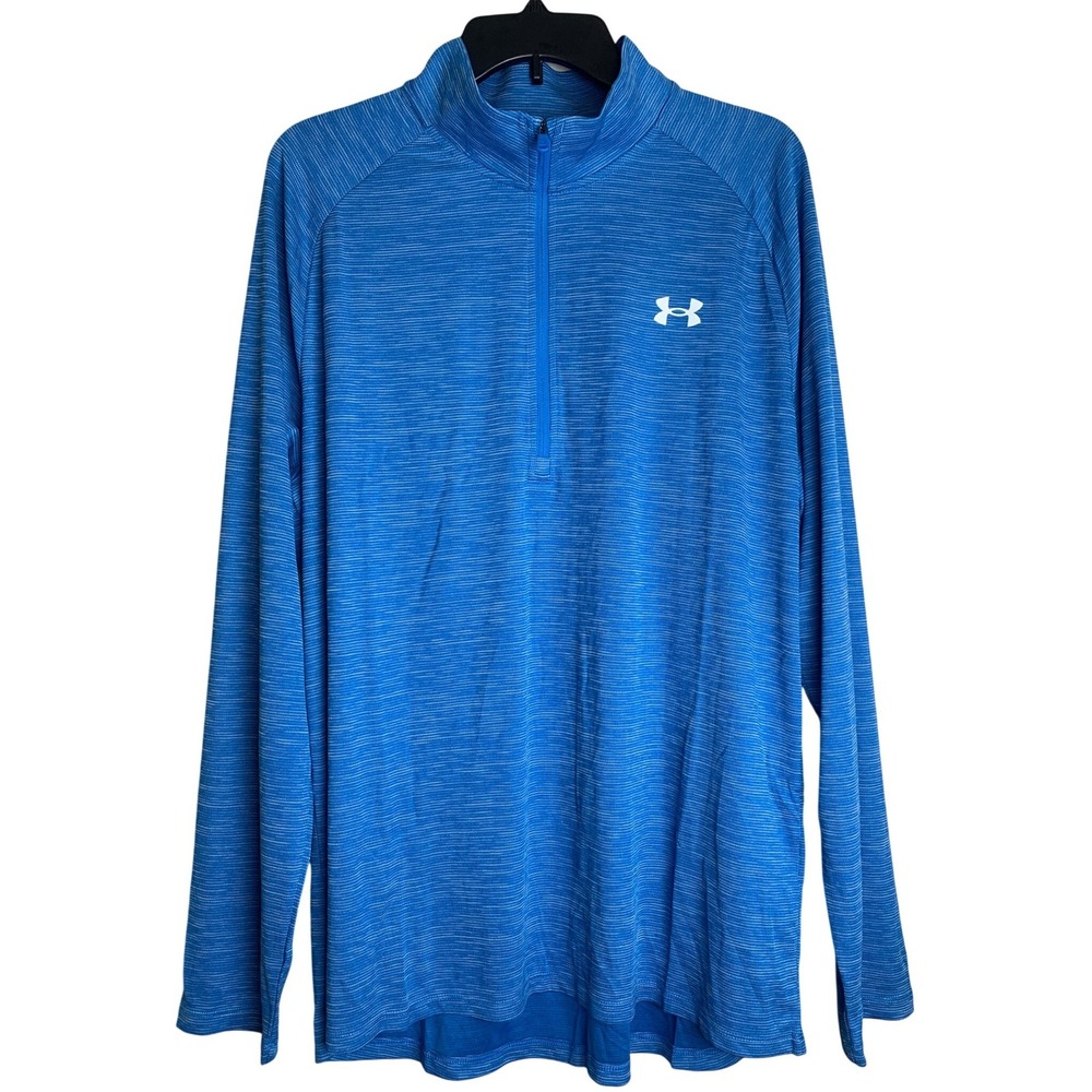 Under Armour Mens XL Tech 1/2 Zip Pullover Blue Space Dye Long Sleeve 1328495 - Picture 1 of 5